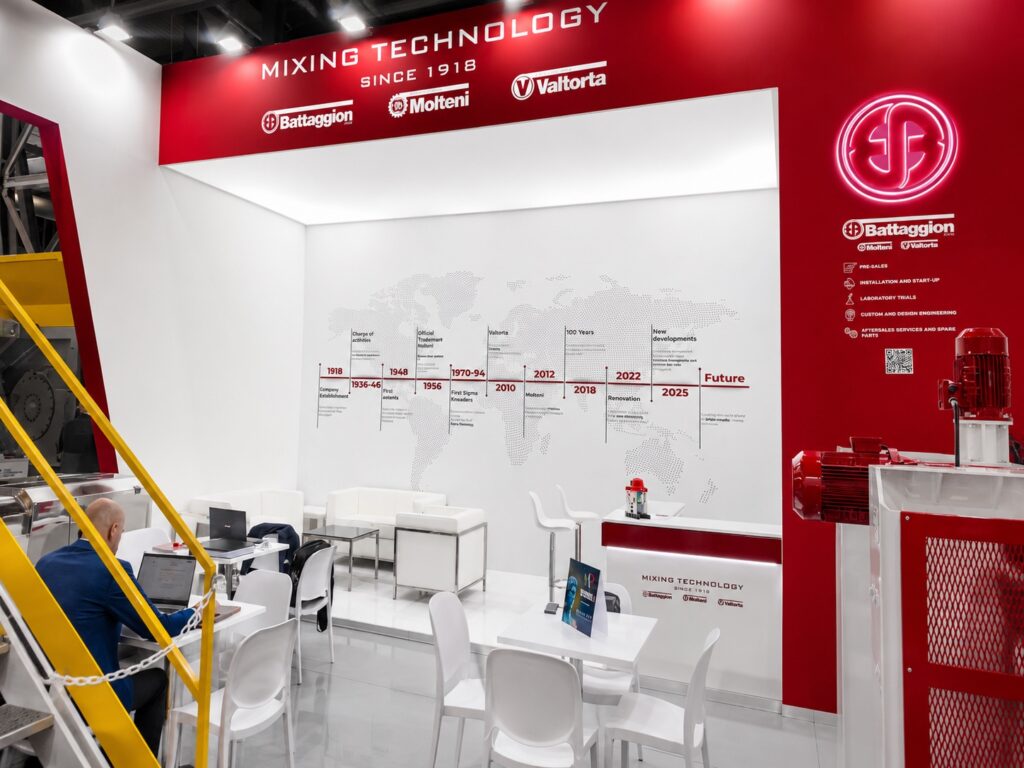 Stand fieristico personalizzato realizzato da Vitera Group per Battaggion a PLAST 2026