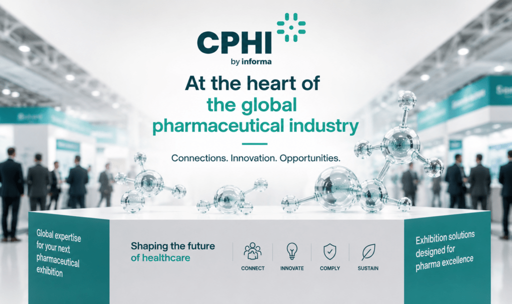Pharmaceutical exhibition stands designed by Vitera Group for CPHI