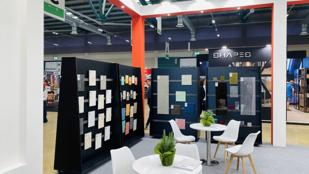Bonomi Pattini exhibition stand designed and built by Vitera Group for Interzum Bergamo 2026 featuring custom exhibition design and turnkey installation