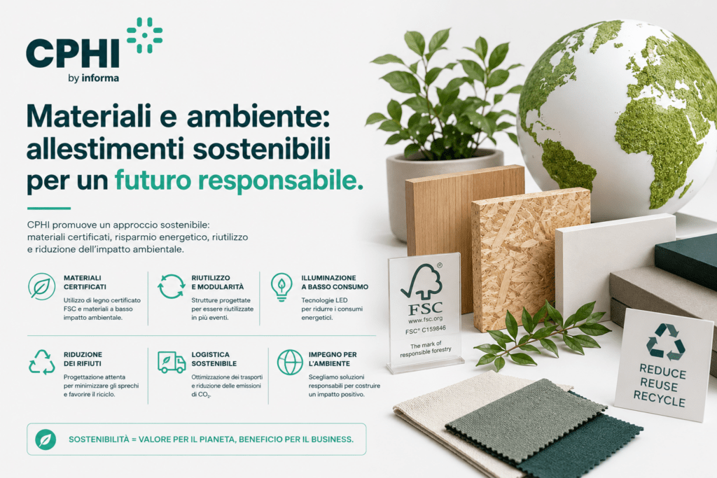 MATERIALE E RISPETTO AMBIENTE STAND CPHI